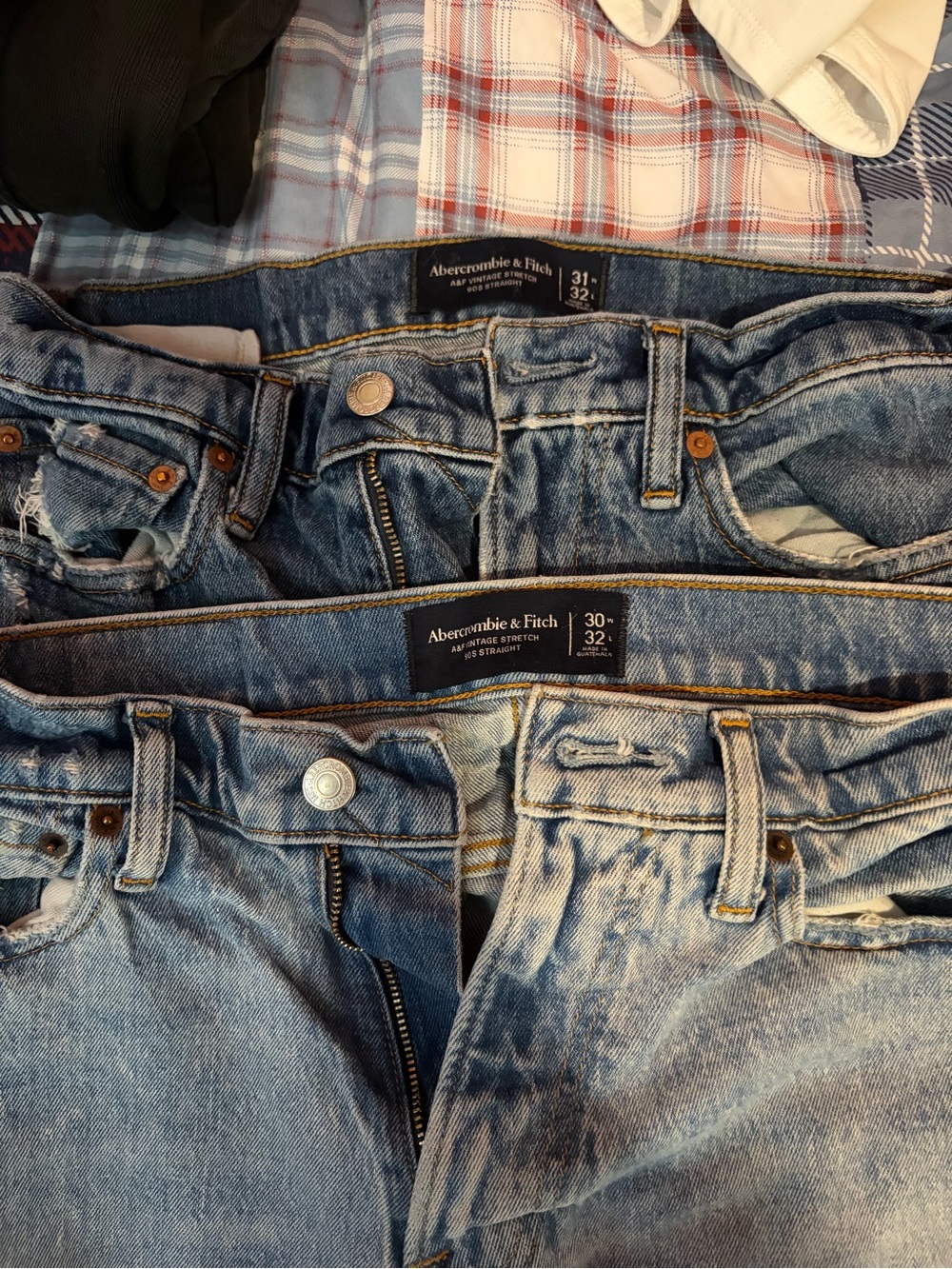Abercrombie & Fitch Men's Washed Light Blue Slim Straight Jeans